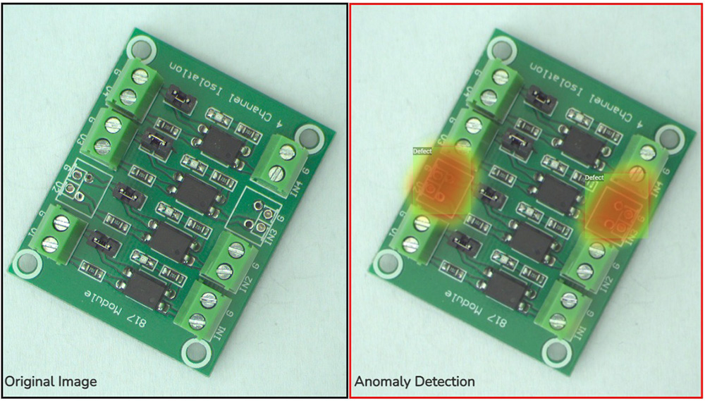 Anomaly Detection of a PCB board with a heatmap identifying the defect