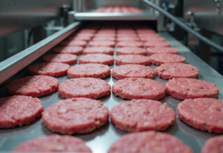 Hamburger meat processing before inspection and packaging