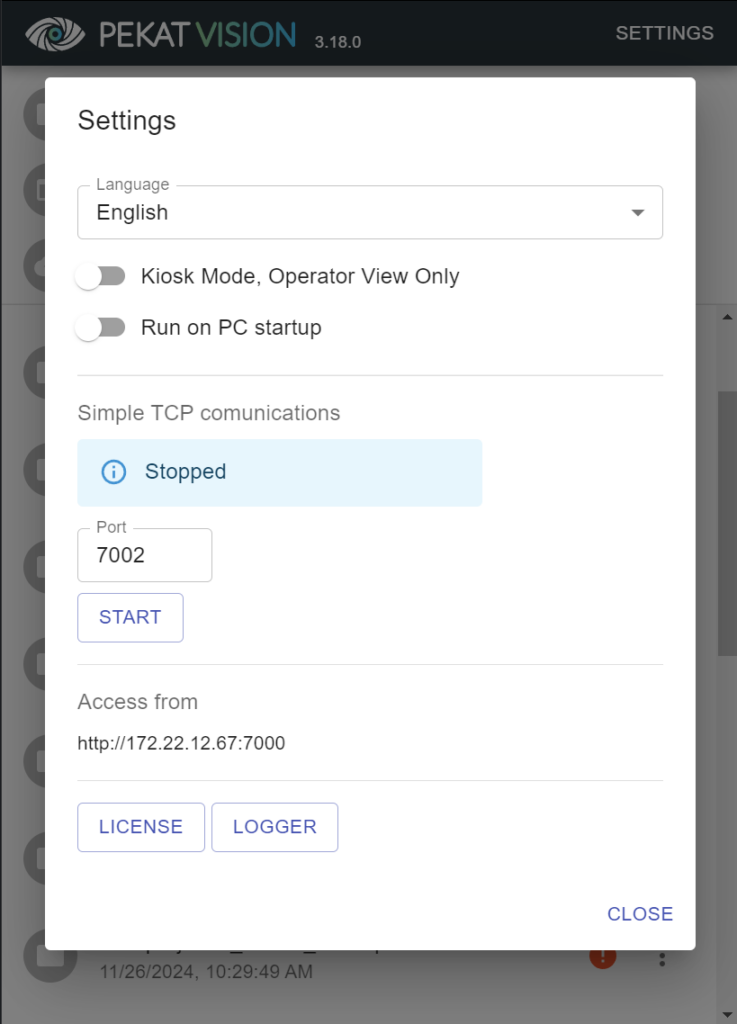 TCP Communication Settings